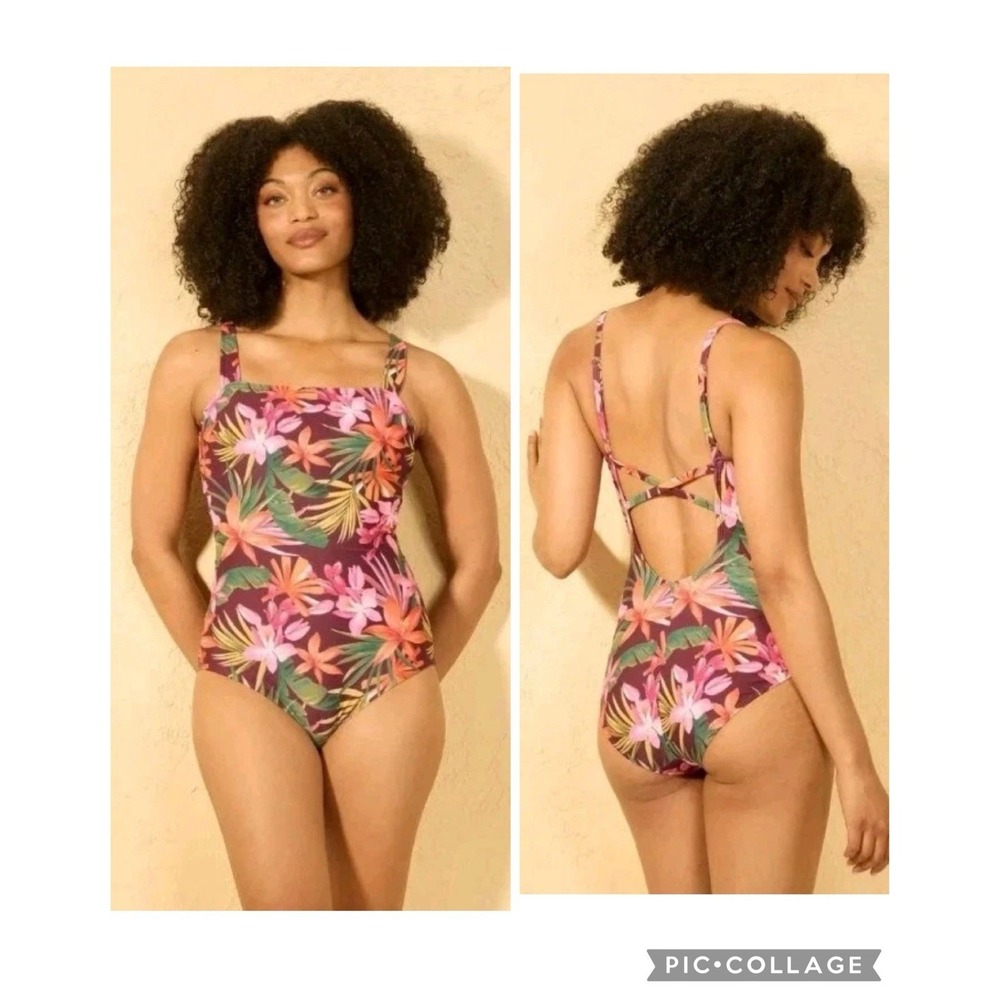 NWT‎ Shade & Shore High Leg Full Coverage One Piece Swimsuit - Women's MED 8-10